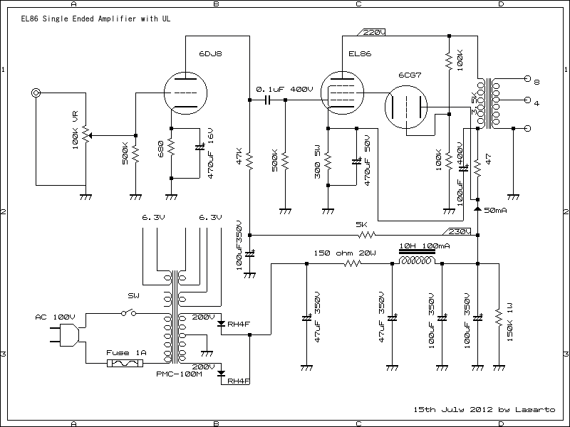 EL86 UL single ended amplifier