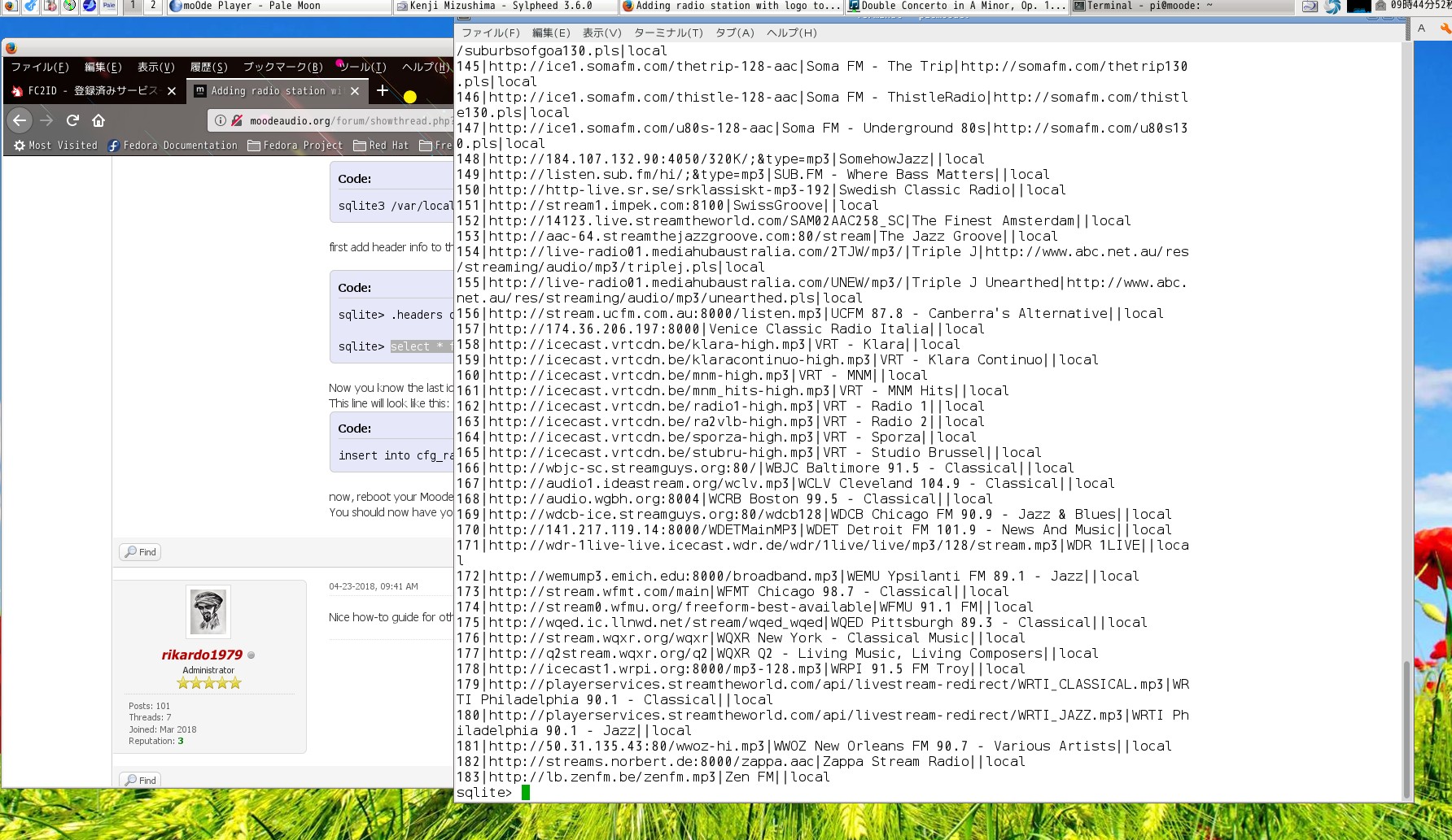 sqlite show webradio list 